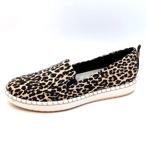 Clarks Shoes Womens Brown Leopard 9 Slip On Walking Sneakers Cushion Soft NEW